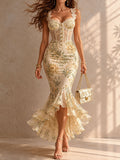 Romantic Floral Lace Mermaid Dress
