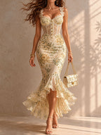 Romantic Floral Lace Mermaid Dress