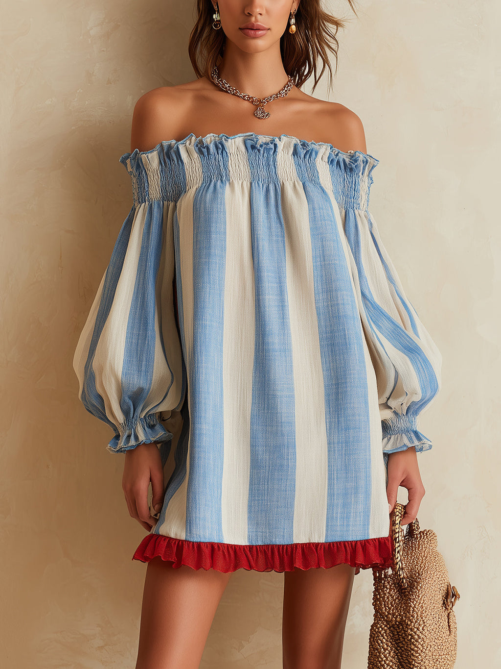 Contrast Hem Striped Mini Dress