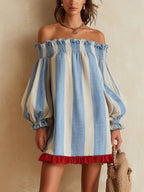 Contrast Hem Striped Mini Dress