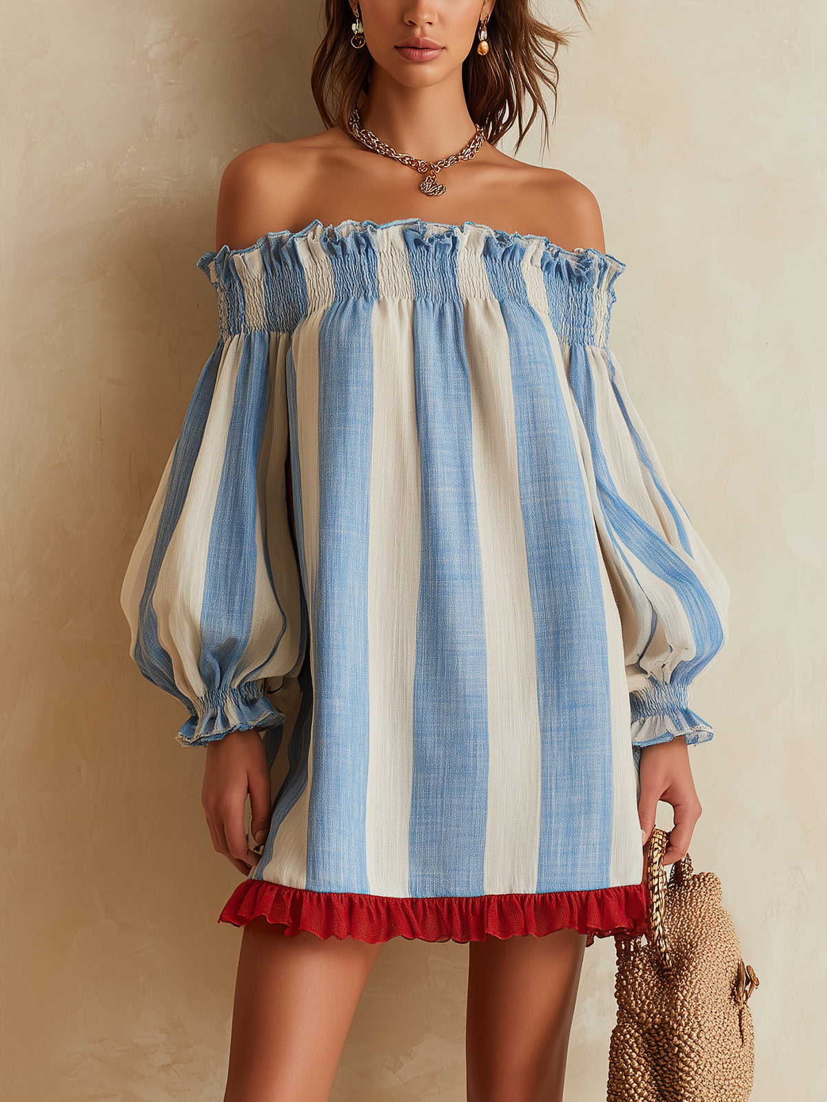Contrast Hem Striped Mini Dress