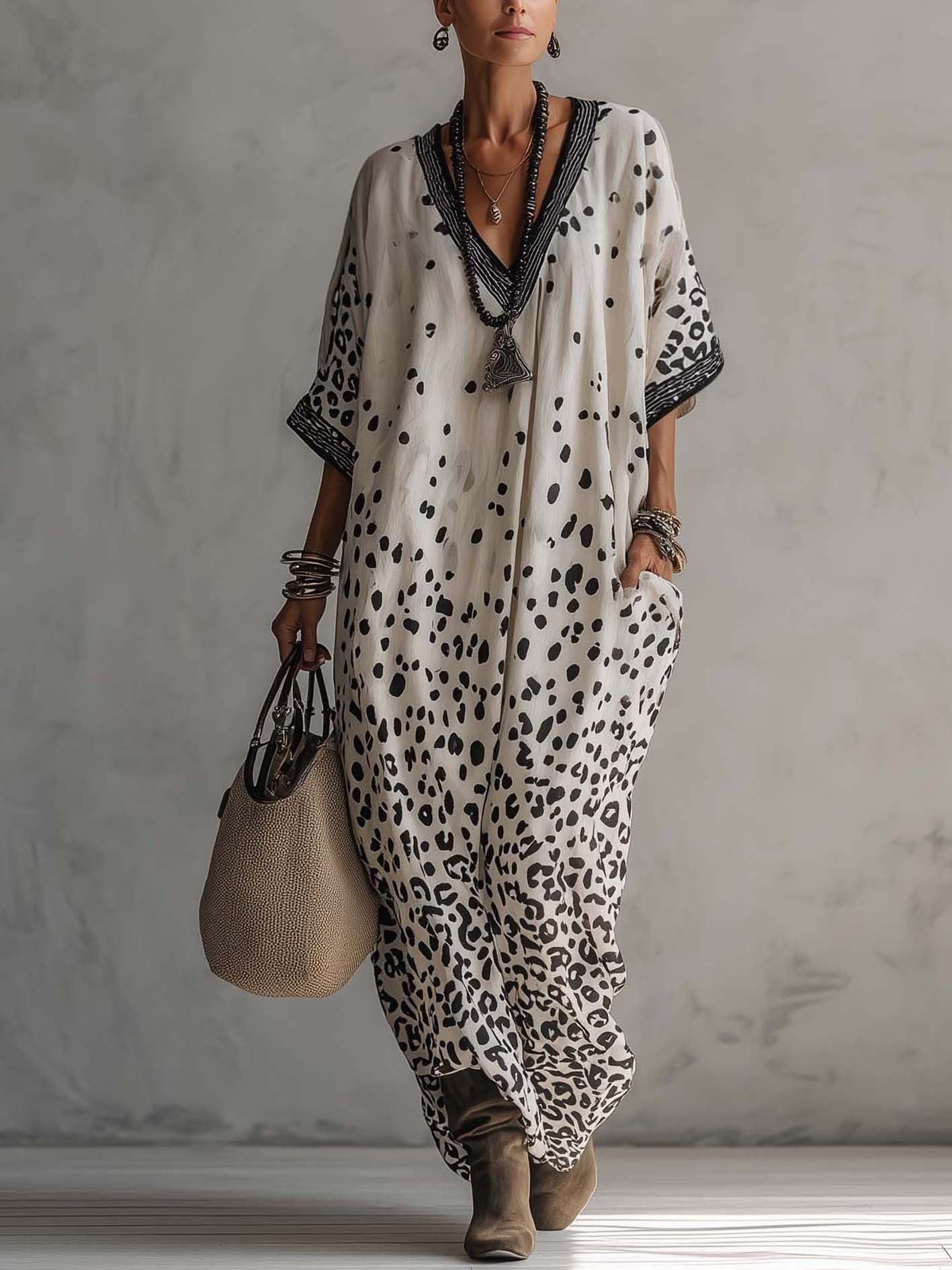 Gradient Leopard Chiffon Maxi Dress