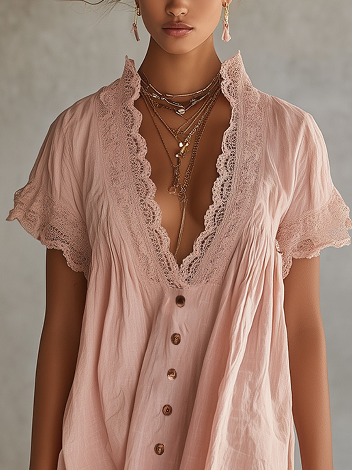 The Pink Lace Button-Down Dress
