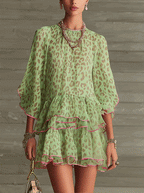 The Green Leopard Chiffon Dress