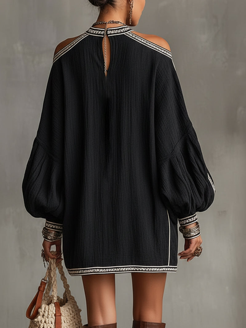 The Black Boho Lantern Dress