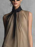 The Khaki Ribbon Draped Dress