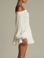White Smocked Off-Shoulder Mini Dress