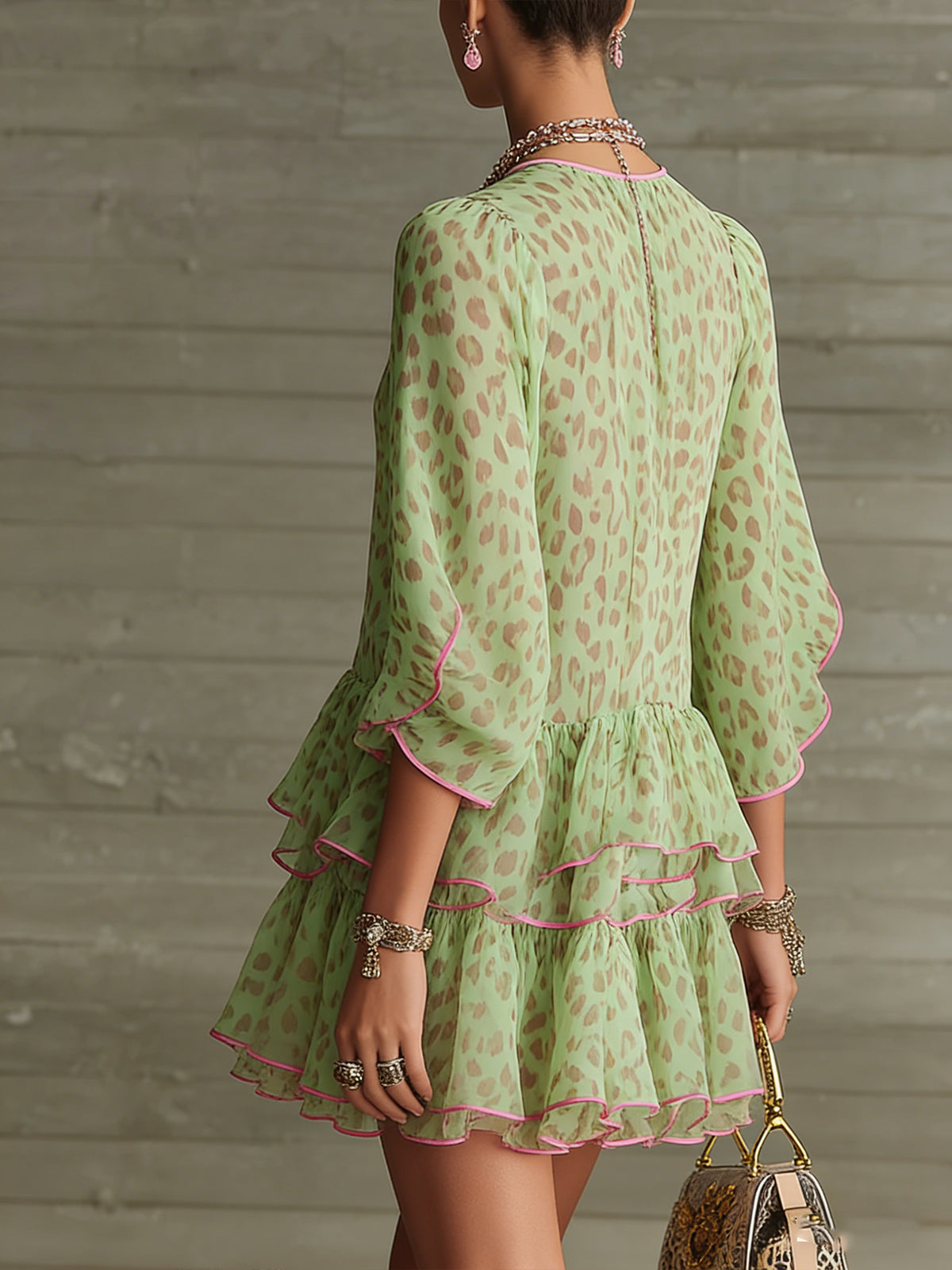 The Green Leopard Chiffon Dress