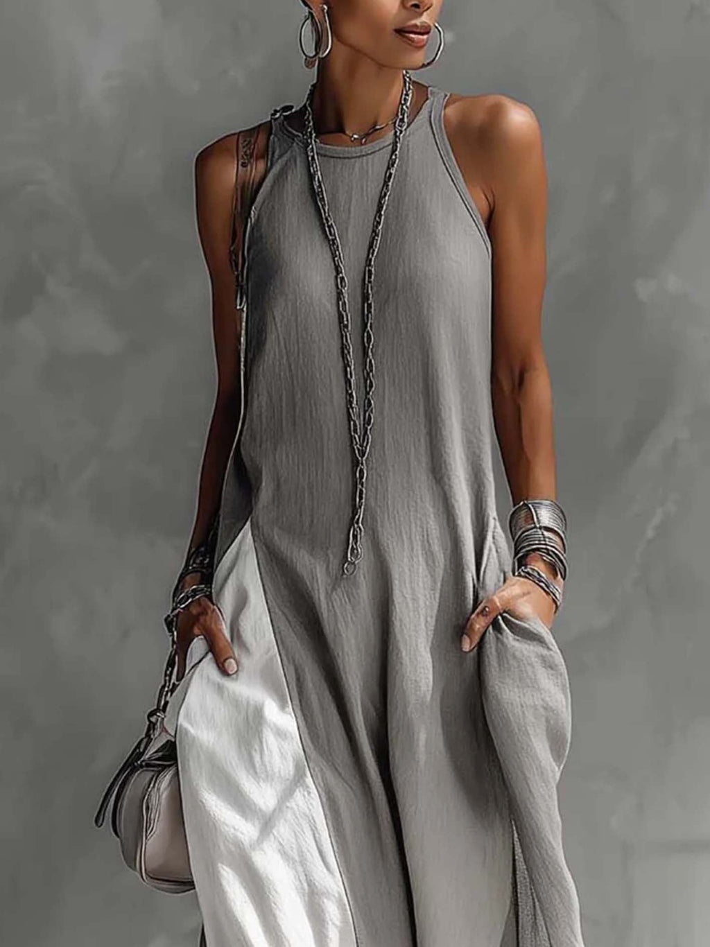 The Gray Color Block Maxi