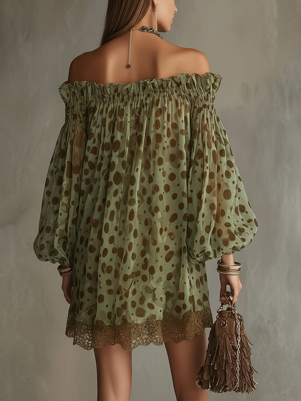 The Olive Polka Dot Dress