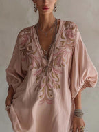Embroidered Linen Mini Dress