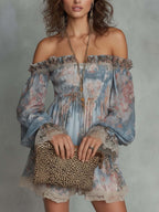 Romantic Floral Ruched Mini Dress