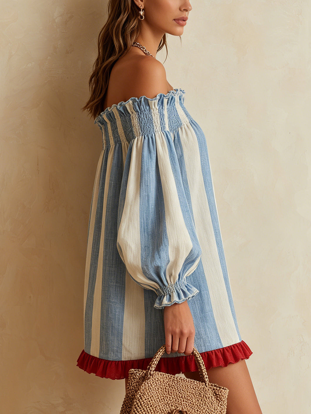 Contrast Hem Striped Mini Dress
