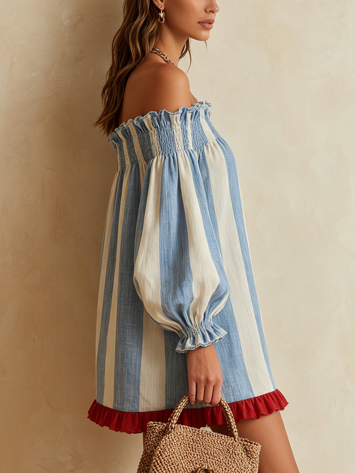 Contrast Hem Striped Mini Dress