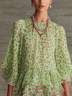 The Green Leopard Chiffon Dress