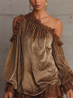 The Brown Velvet Polka Dress