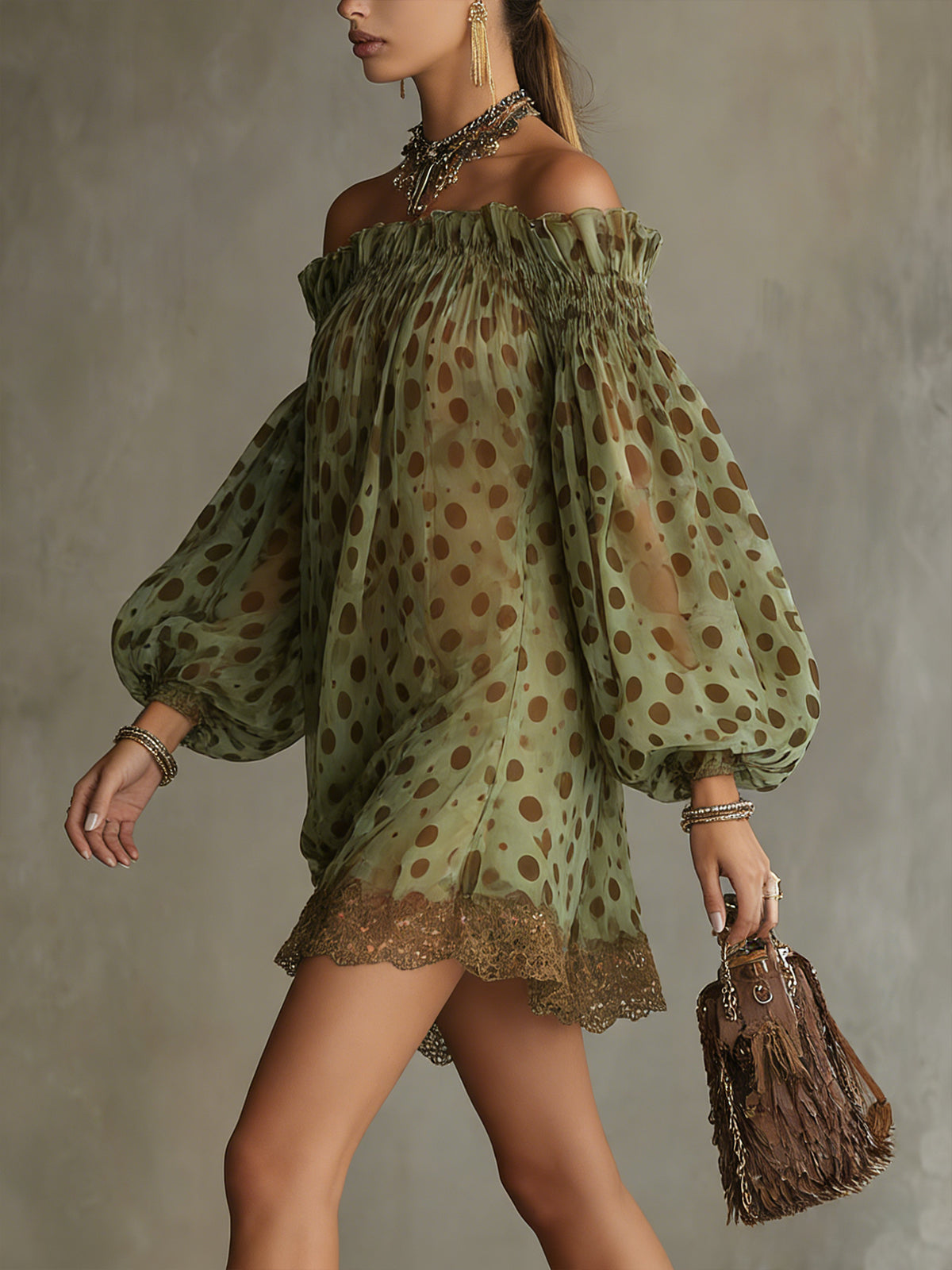 The Olive Polka Dot Dress