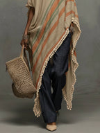 The Khaki Fringe Off-Shoulder Dress