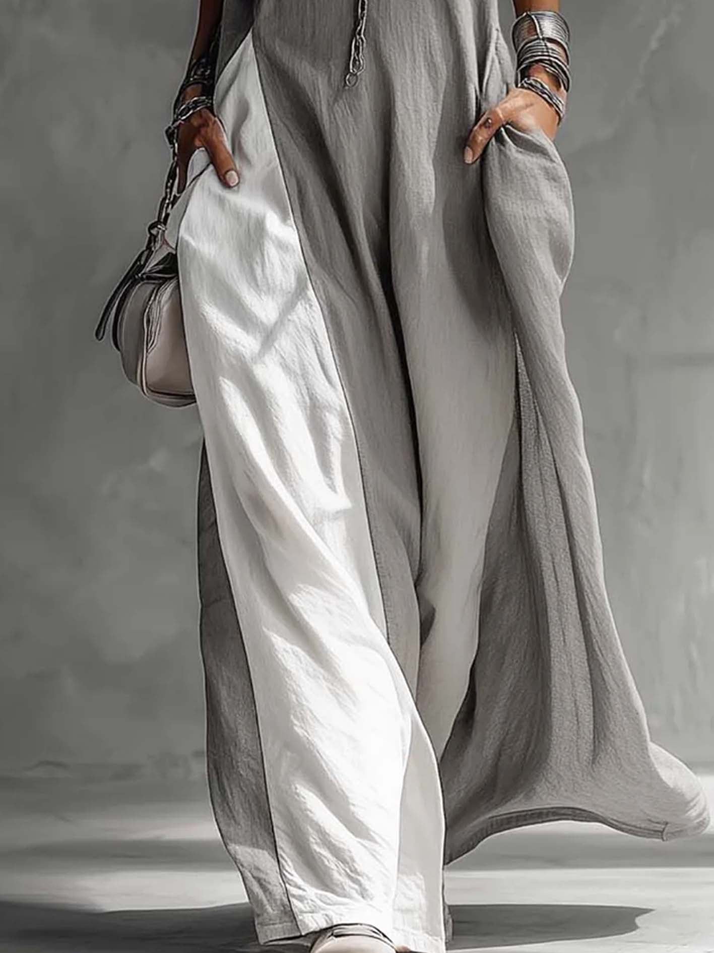 The Gray Color Block Maxi