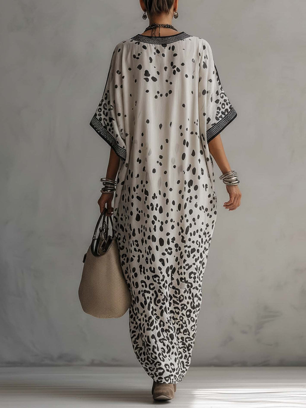 Gradient Leopard Chiffon Maxi Dress