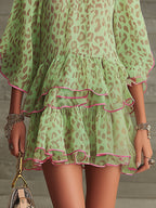 The Green Leopard Chiffon Dress