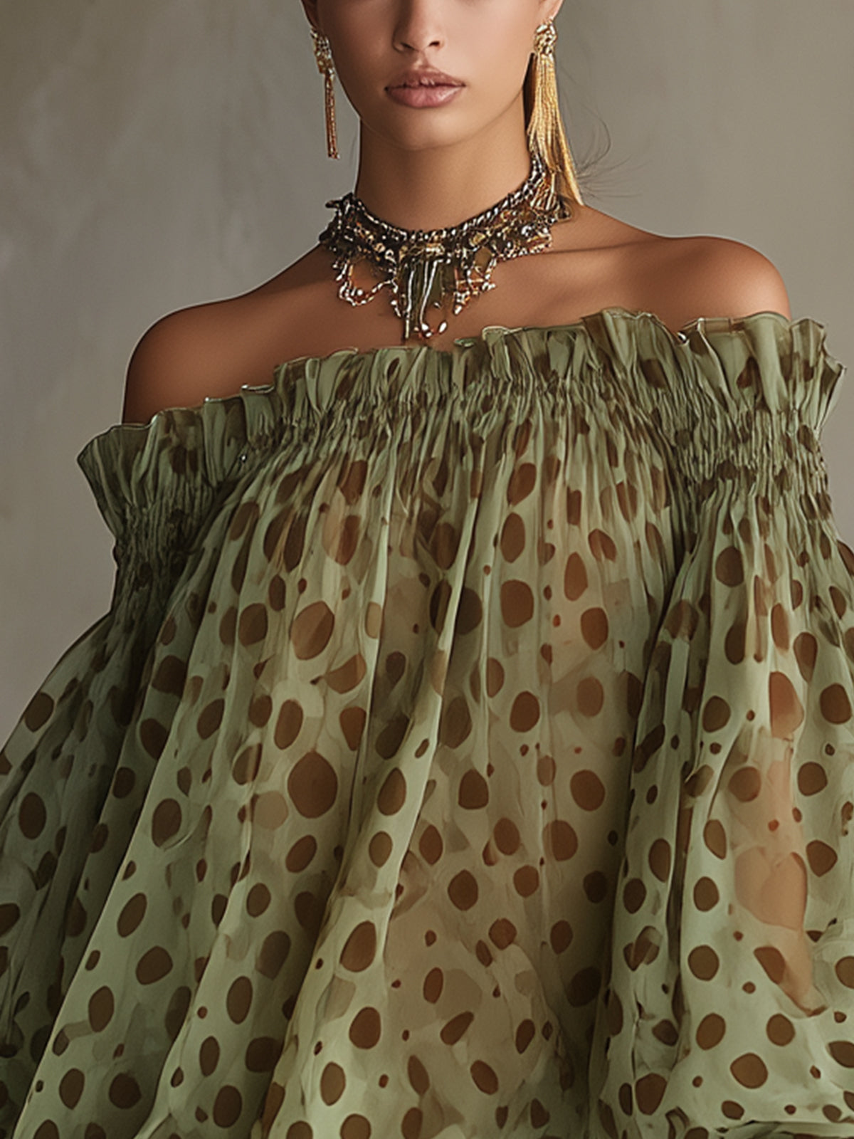 The Olive Polka Dot Dress