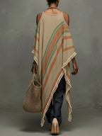 The Khaki Fringe Off-Shoulder Dress