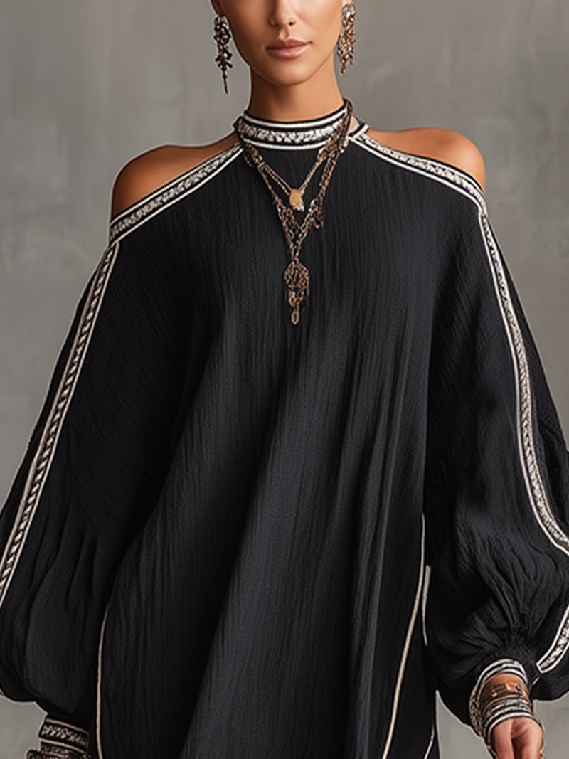 The Black Boho Lantern Dress