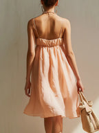 Elegant Pink 3D Floral Camisole Mini Dress
