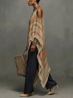 The Khaki Fringe Off-Shoulder Dress