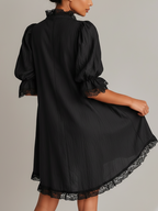 Lace Trim Puff Mini Dress