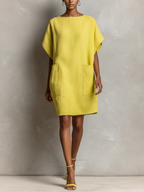 Linen-Blend Batwing Mini Dress