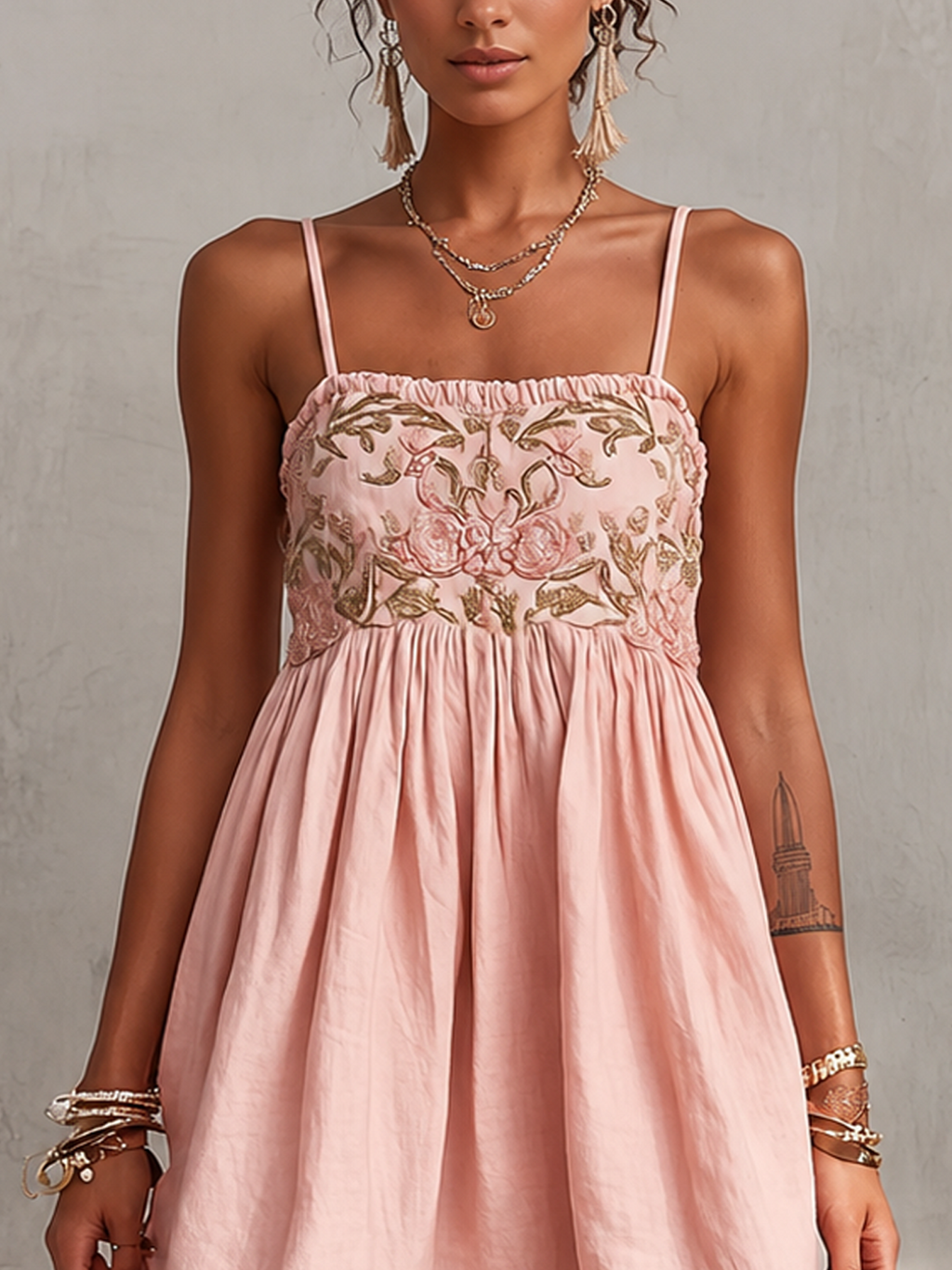 Embroidered Cami Mini Dress