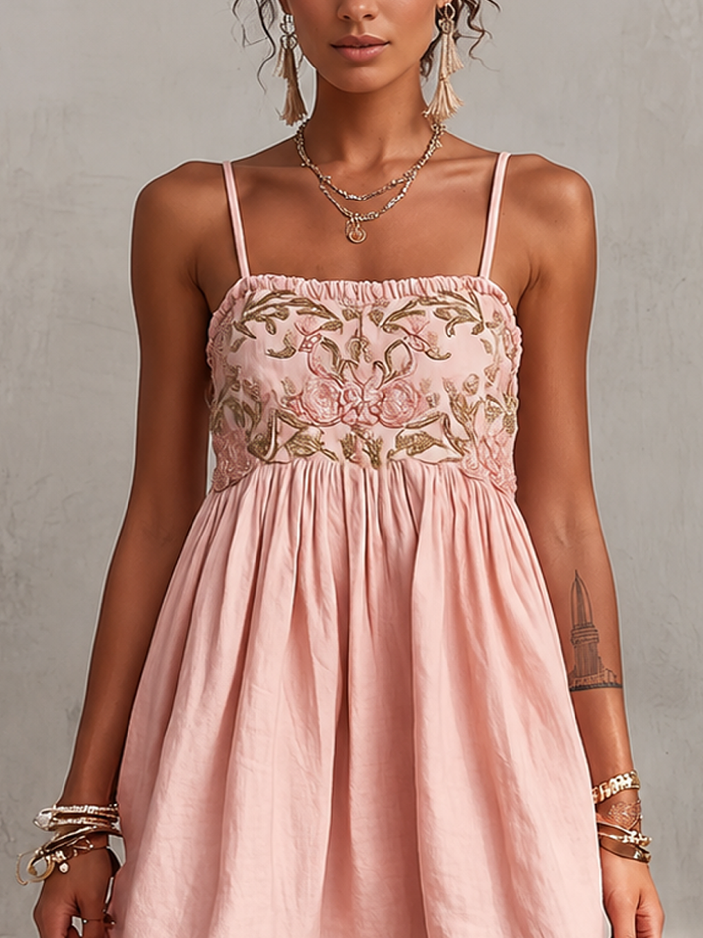 Embroidered Cami Mini Dress