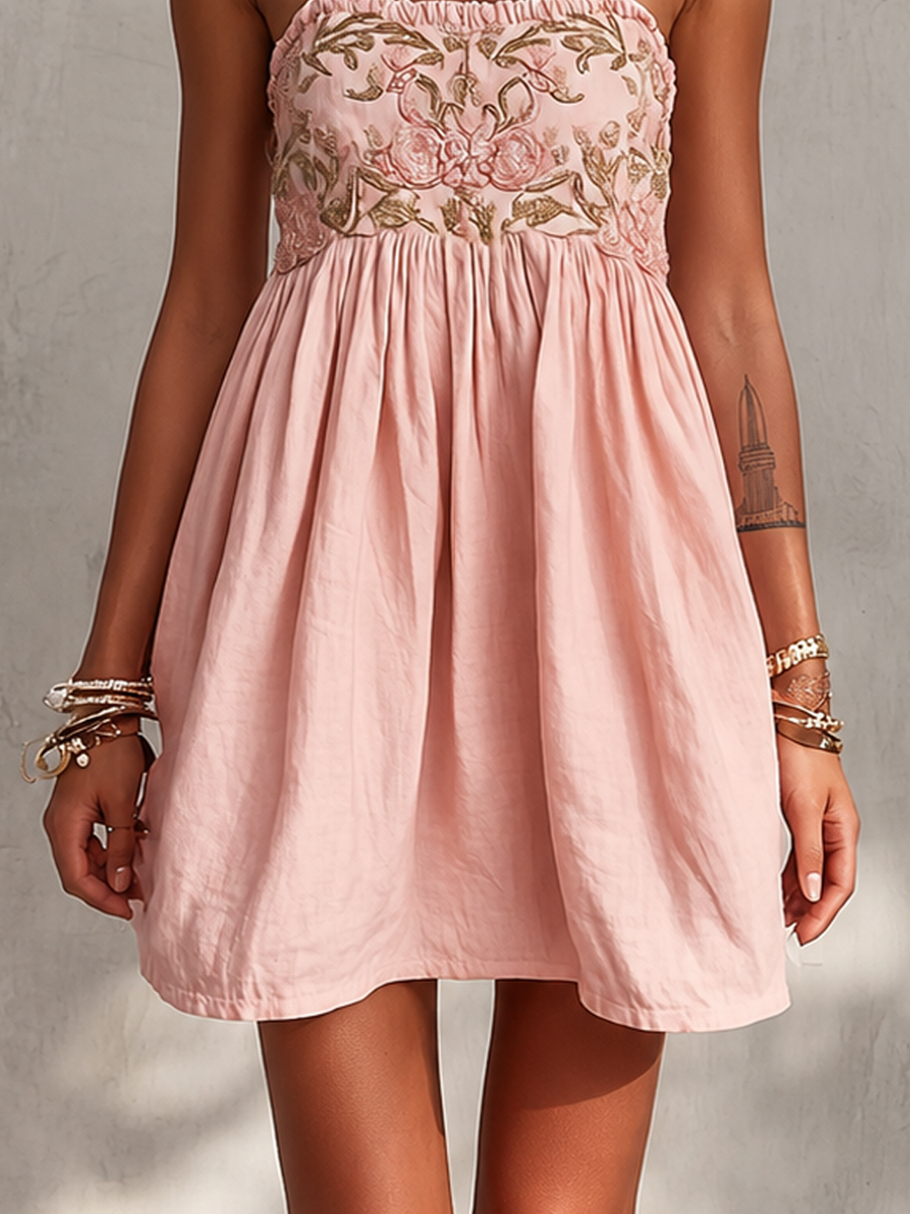 Embroidered Cami Mini Dress