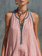 Retro Ruffle Stripe Mini Dress