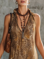 Retro Leopard Ruffle Mini Dress