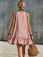 Retro Ruffle Stripe Mini Dress