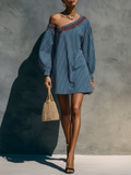Striped One-Shoulder Mini Dress