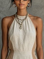 Modern Colorblock Halter Mini Dress