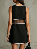 Embroidered Mesh Mini Dress