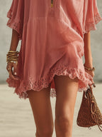 Ruffled Zip Chiffon Mini Dress