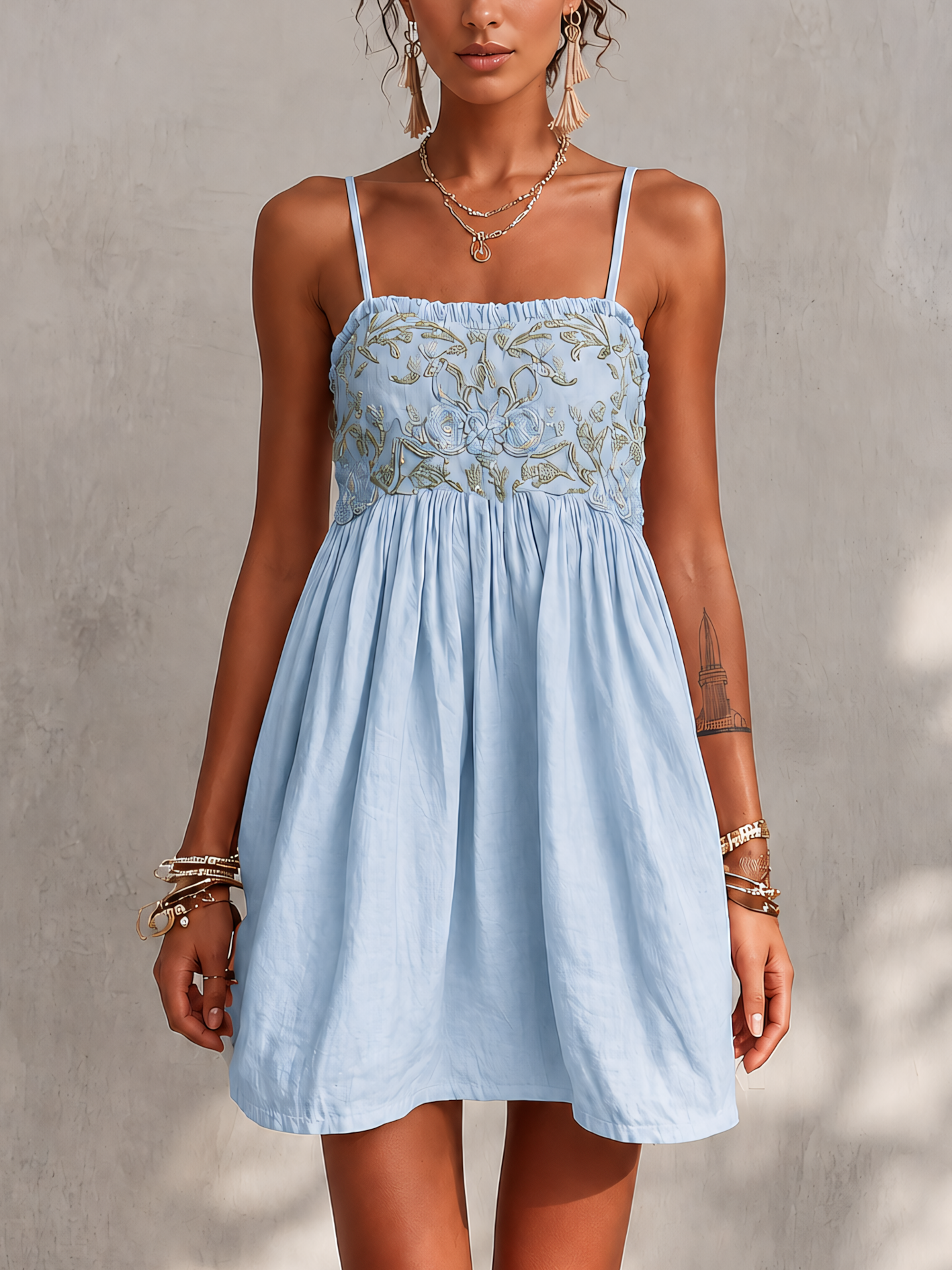 Embroidered Cami Mini Dress