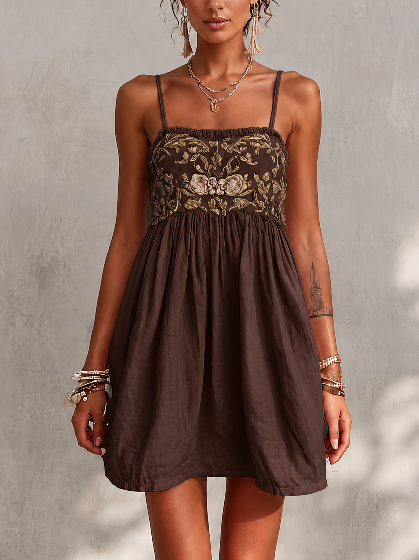 Embroidered Cami Mini Dress