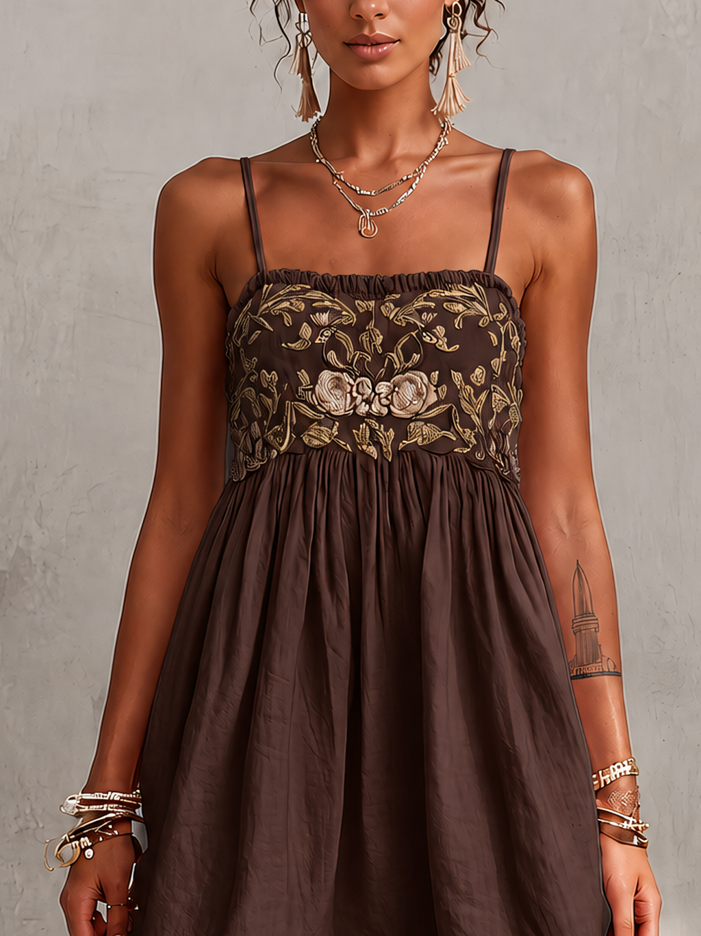 Embroidered Cami Mini Dress