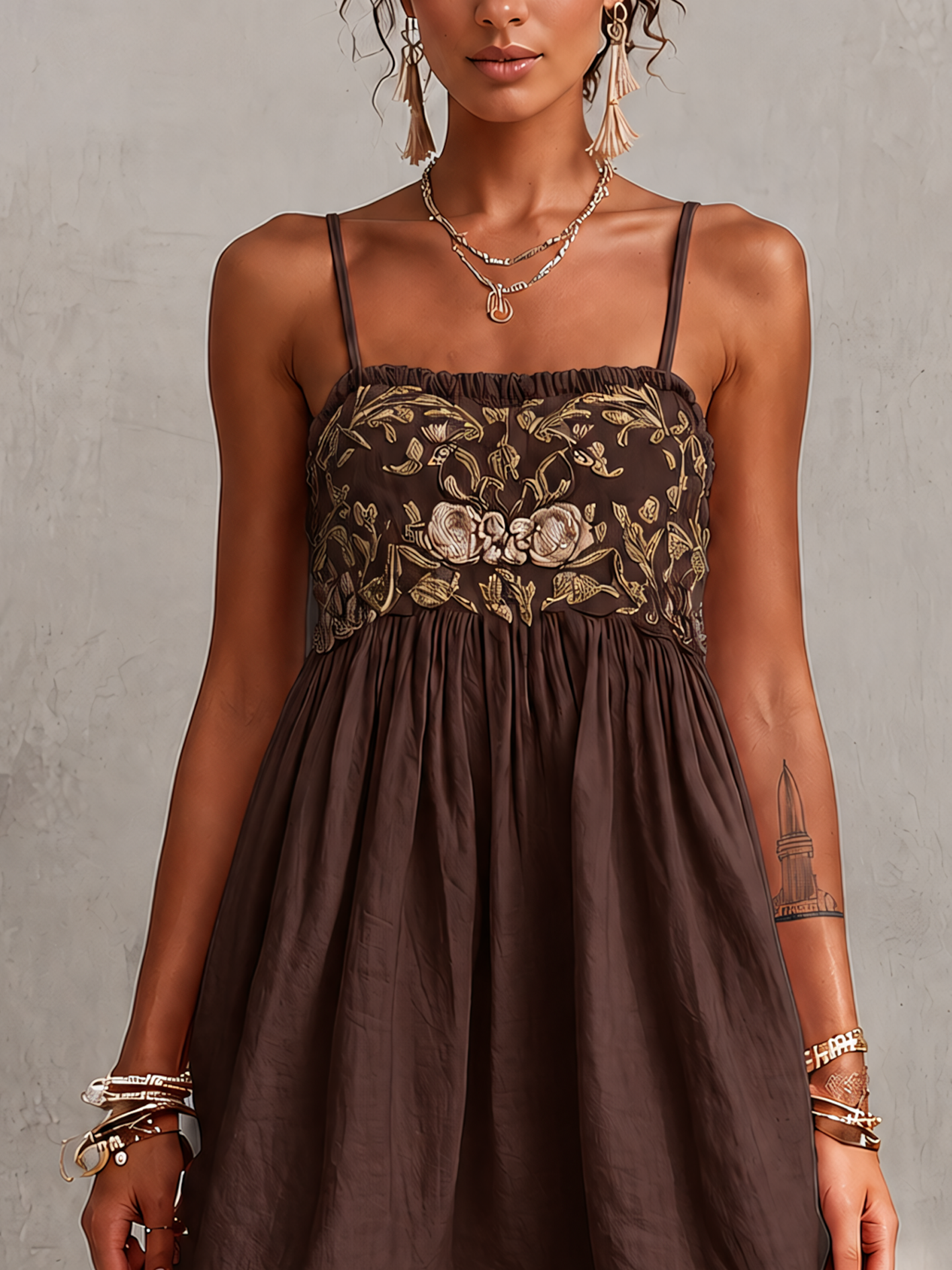 Embroidered Cami Mini Dress