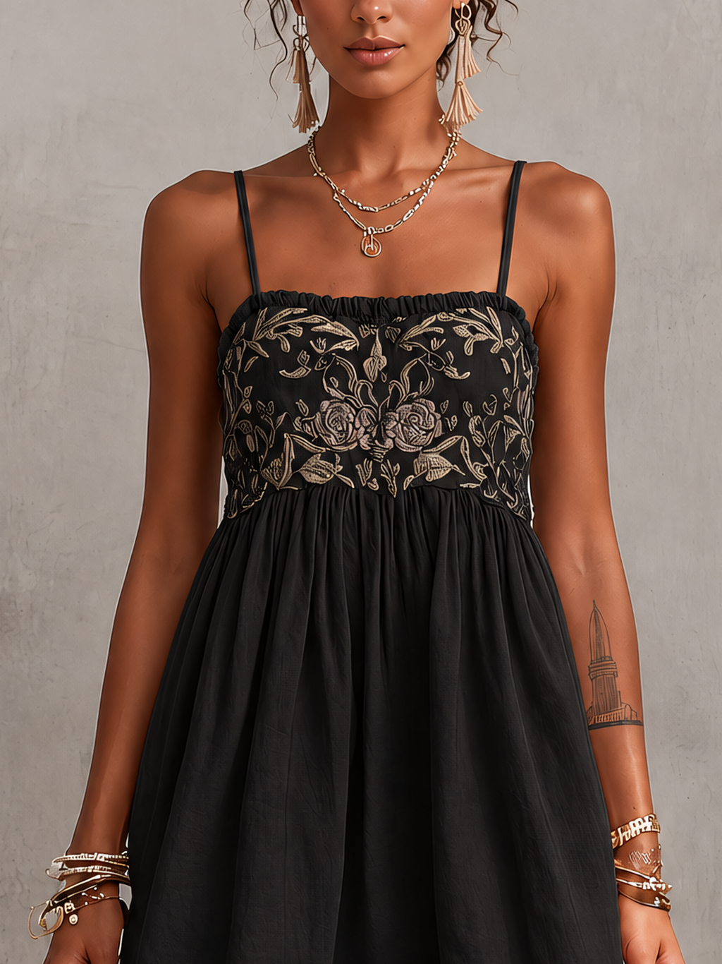 Embroidered Cami Mini Dress