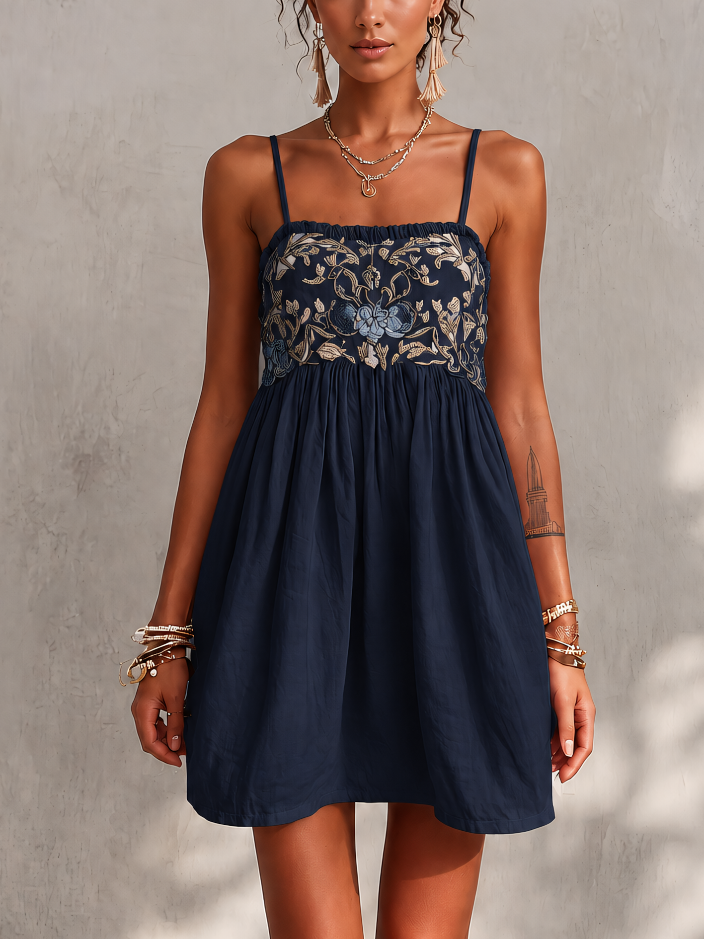 Embroidered Cami Mini Dress