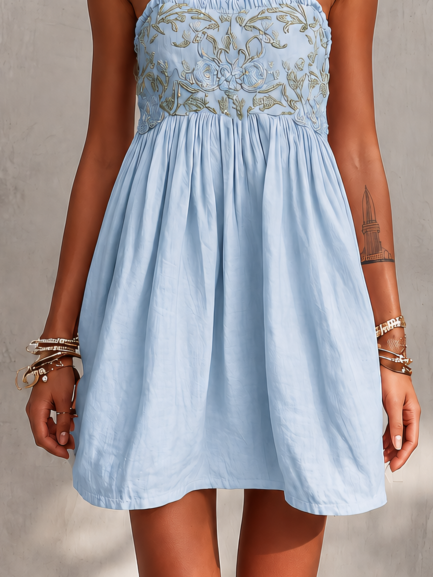 Embroidered Cami Mini Dress