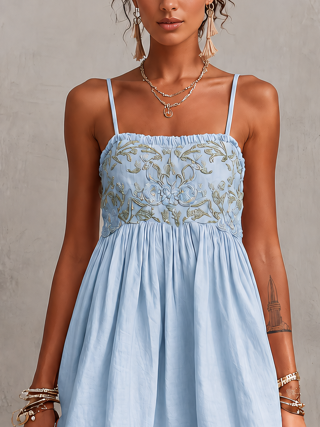 Embroidered Cami Mini Dress